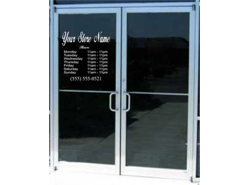 Custom Business Store Hours Sticker Decal 14x14