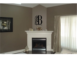 Monogram Initial & Vine Wall Sticker Personalized