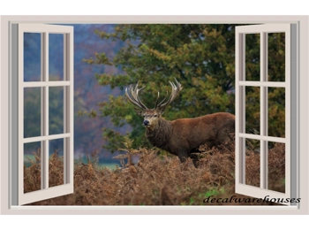 Deer & Window View Repositionable Wall Sticker