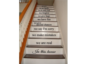 Large Stairs In This House Rules We Are Family Love Wall Sticker Decal