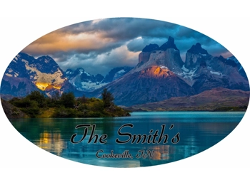 Personalized Mountain Camper RV Vinyl Sticker Full Color Camper Graphics 28x47