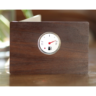 Retro Car Fuel Gauge Hand Made Greeting Card - and gift for dad, husband, boss or any motoring lover