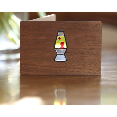 Retro Lava Lamp Wooden Stained Glass Greeting Card - Hand Made Groovy Gift for Mum, Dad, Boyfriend,