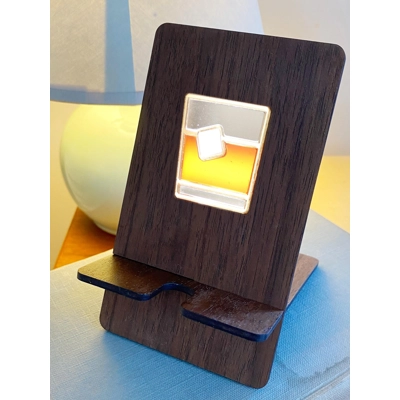 Whiskey Lovers Phone Stand. Handmade Gift for Him or Her. Wood and Stained Glass Effect