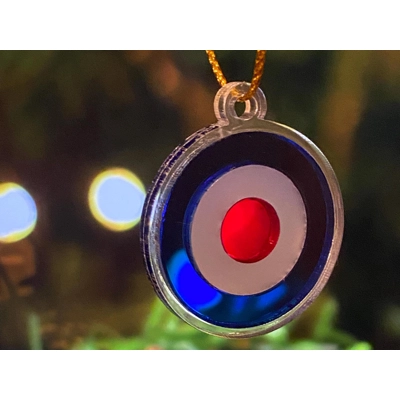 RAF / Archery Bullseye /  Mod Roundel Christmas Tree Decoration Baubles (Pair). Recreate a Wartime C