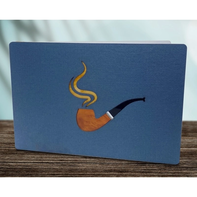 Pipe Smokers Birthday Card - Stained Glass Greeting Card. Hand Made gift for him, husband, boyfriend