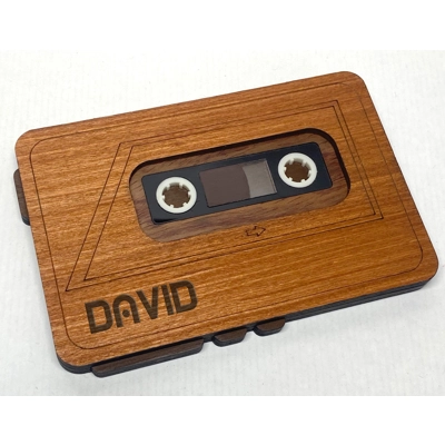 Personalised Retro Walkman With Cassette Handmade Wooden Greeting Card, Vintage Music Player, Quirky