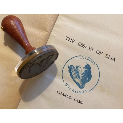 EXLIBRIS Personalised Cat Stamp with Desk Stand, Ex Libris.. EXLIBRIS Personalised Cat Stamp with Desk Stand, Ex Libris..