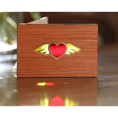love heart wooden stained glass greeting card