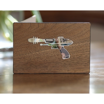 SciFi Raygun stained glass greeting card