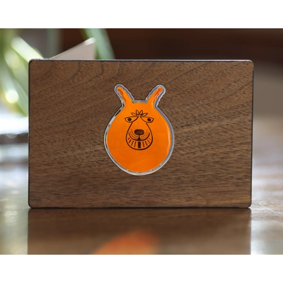 spacehopper wooden stained glass greeting card