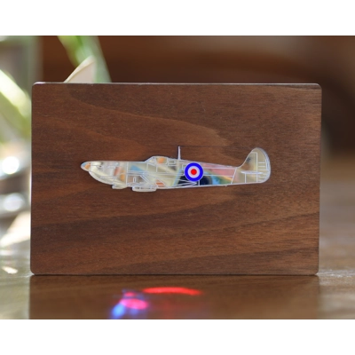 Spitfire WW2 stained glass greeting card