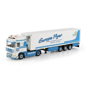 WSI TRUCK 1.50 Europe Flyer; DAF 95XF SUPER SPACE CAB 4X2 REEFER TRAILER - 3 AXLE