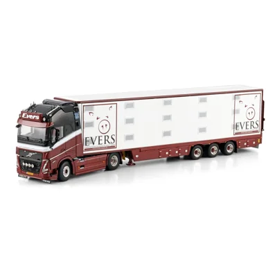 WSI TRUCK 1.50 Evers; VOLVO FH5 GLOBETROTTER XL 4X2 ISO THERM LIVE STOCK TRAILER - 3 AXLE title=