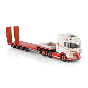 WSI TRUCK 1.50 Kim Christensen; DAF XG 6X2 TAG AXLE SEMI LOW LOADER WITH RAMPS - 4 AXLE
