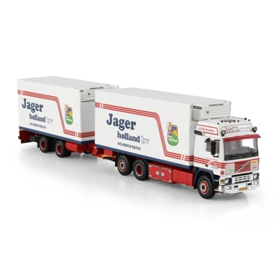 WSI TRUCK 1.50 Mellema/ Jager Nieuw Amsterdam; VOLVO F12 GLOBETROTTER RIGED REEFER TRUCK 6X2 TAG AXL title=