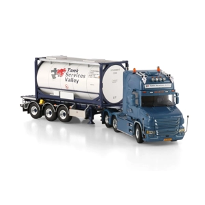 WSI TRUCK 1.50 Tank Services Valley BV; SCANIA T6 TORPEDO TOPLINE 6X2 TAG AXLE 30FT CONTAINER TRAILE