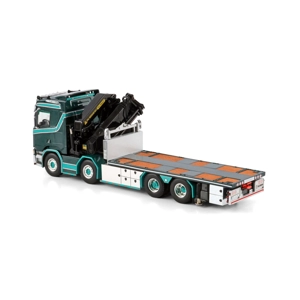 WSI MODELS 1.50 TM Hansen; SCANIA R NORMAL CR20N RIGED FLATBED TRUCK 8X2 TAG AXLE WITH PALFINGER PK