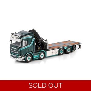 WSI MODELS 1.50 TM Hansen; SCANIA R NORMAL CR20N RIGED FLATBED TRUCK 8X2 TAG A..