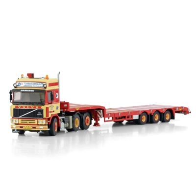WSI TRUCK 1.50 Torben Rafn; VOLVO F12 GLOBETROTTER 6X2 TAG AXLE SEMI LOW LOADER - 3 AXLE title=
