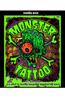 Signed Color Riggs Monster Tattoo signed 8x10
