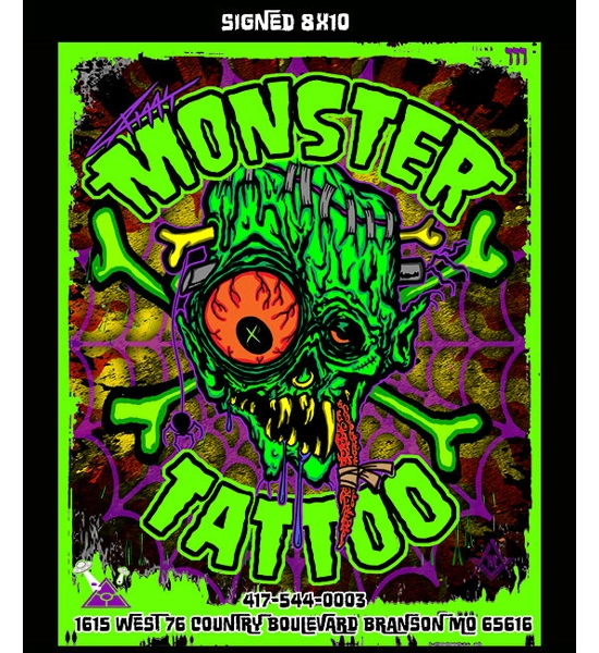 Signed Color Riggs Monster Tattoo signed 8x10