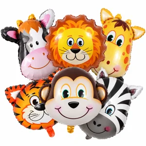 12 Pack Jungle Animal Foil Balloons