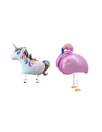 Walking Flamingo and Unicorn Party Foil Balloons