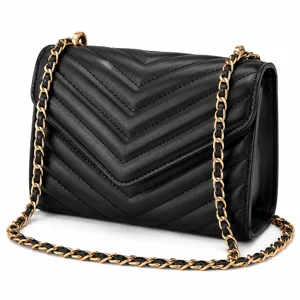 Quilted Crossbody Bag with Gold Chain Strap