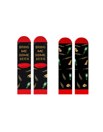 Men's Novelty "Bring Me Some" Whisky, Beer, Coffee, Pizza Socks
