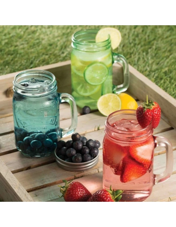 Glass Jar with Handle & Straw