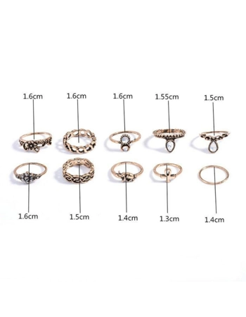 Set of 10 Bohemian Midi Rings
