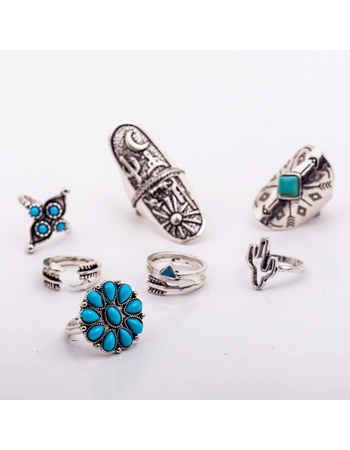 Antique Silver & Turquoise Ring Set
