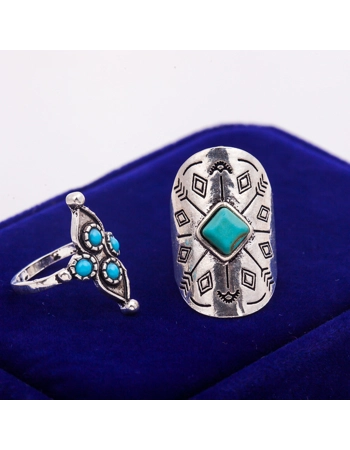 Antique Silver & Turquoise Ring Set