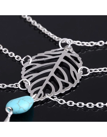 Leaf Arm Cuff with Turquoise Bead