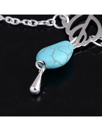 Leaf Arm Cuff with Turquoise Bead