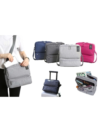 Travel Bag Hand Luggage Cross Body Multi Compartment Long Strap