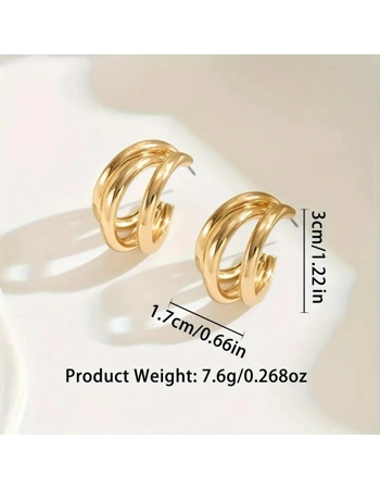 Triple Hoop Gold Earrings