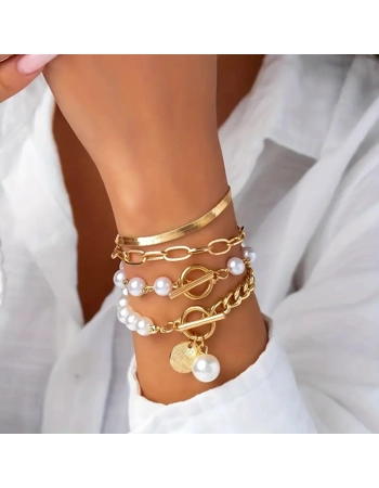 Gold Pearl 4pcs Bracelet Set Gold Pearl 4pcs Bracelet Set