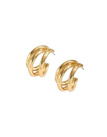 Triple Hoop Gold Earrings