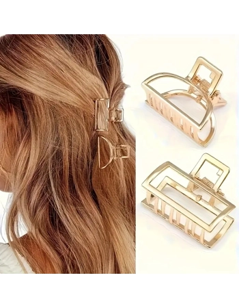 Gold Geometric Hair Clips Set