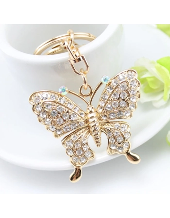 Butterfly Rhinestone Key Ring