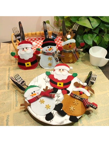 Christmas Table Decorations Cutlery Holders (Pack of 3)
