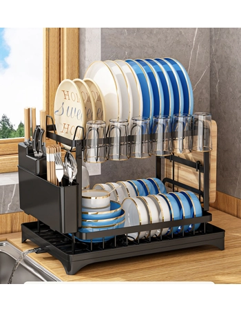 2-Tier Dish Drying Rack for Kitchen Countertop