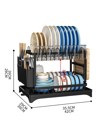 2-Tier Dish Drying Rack for Kitchen Countertop