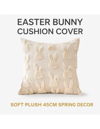 Easter Bunny Plush Cushion Cover 45cm Cream Rabbit Throw Pillow Case