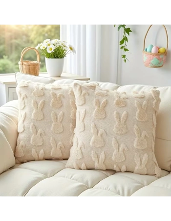 Easter Bunny Plush Cushion Cover 45cm Cream Rabbit Throw Pillow Case Easter Bunny Plush Cushion Cover 45cm Cream Rabbit Throw Pillow Case
