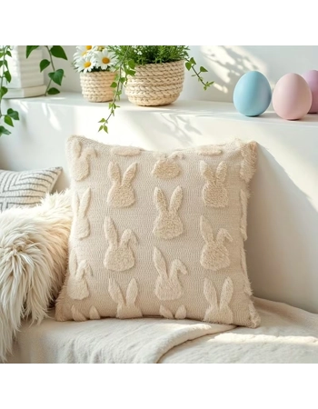 Easter Bunny Plush Cushion Cover 45cm Cream Rabbit Throw Pillow Case Easter Bunny Plush Cushion Cover 45cm Cream Rabbit Throw Pillow Case