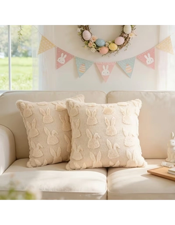 Easter Bunny Plush Cushion Cover 45cm Cream Rabbit Throw Pillow Case Easter Bunny Plush Cushion Cover 45cm Cream Rabbit Throw Pillow Case