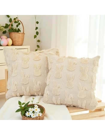 Easter Bunny Plush Cushion Cover 45cm Cream Rabbit Throw Pillow Case Easter Bunny Plush Cushion Cover 45cm Cream Rabbit Throw Pillow Case